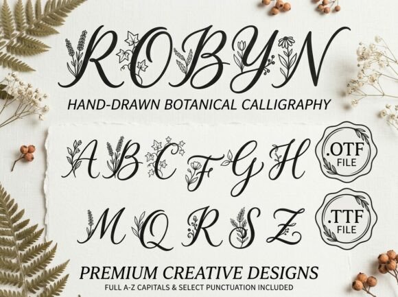Robyn: A Botanical Calligraphy Font for Elegant Design