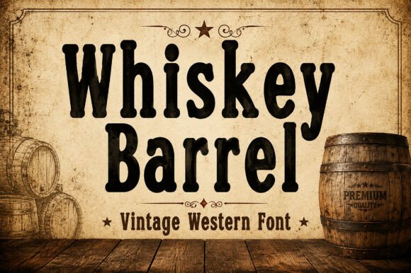 Whiskey Barrel Font for Craft Projects and Commercial Use